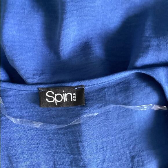 Spin - Women’s Blue V-Neck Baby Doll Tunic - 2X - Picture 3 of 8